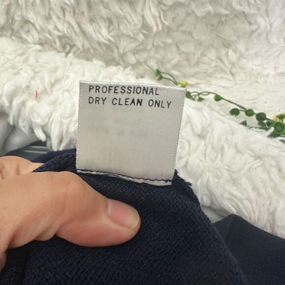 St. John Sport Santana Knit Navy Sweater SJ Buttons Multi color Patch Trim sz S - Picture 9 of 10